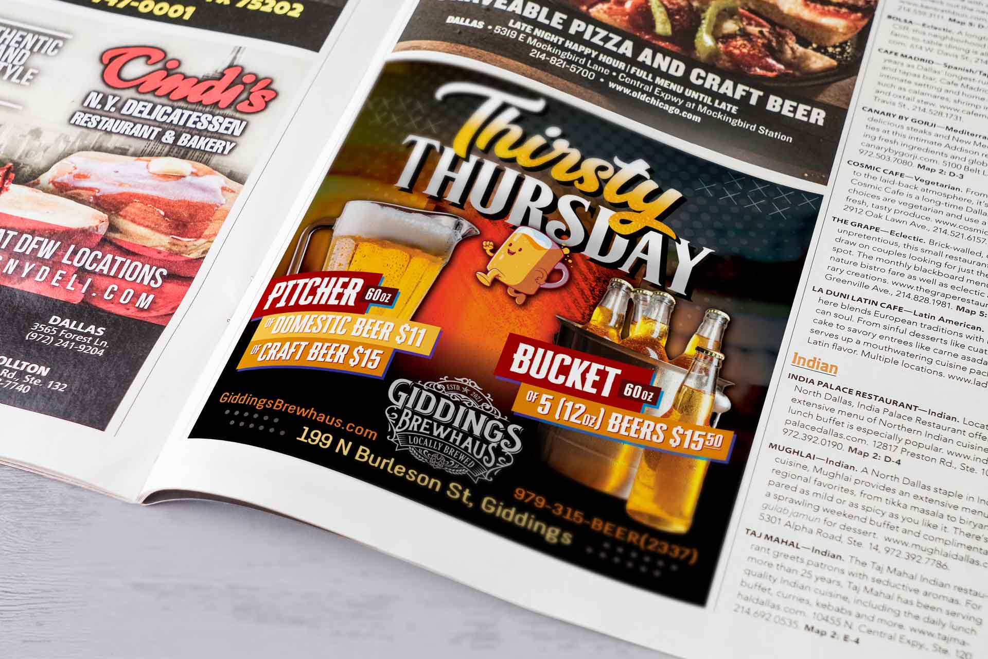 Giddings Brewhaus Magazine Ad Design