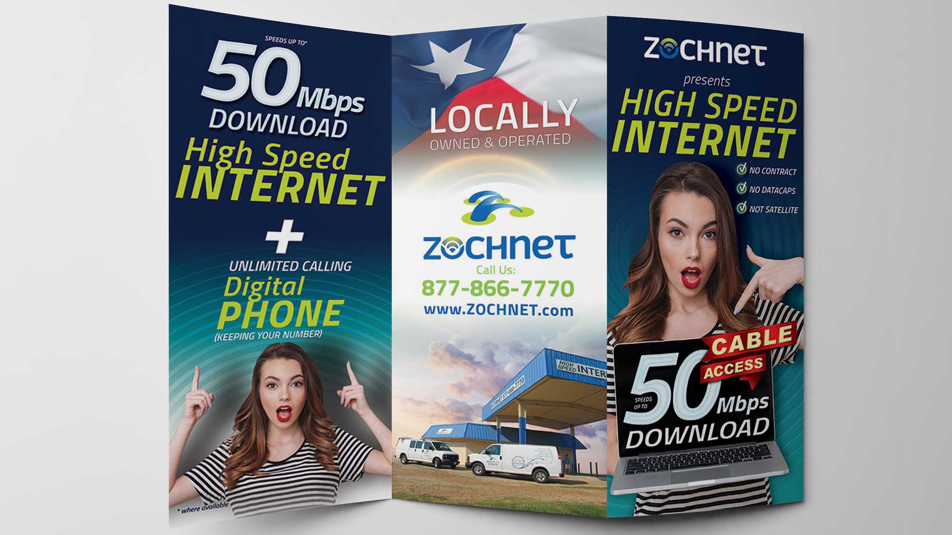 ZochNet Cable TriFold Brochure Design
